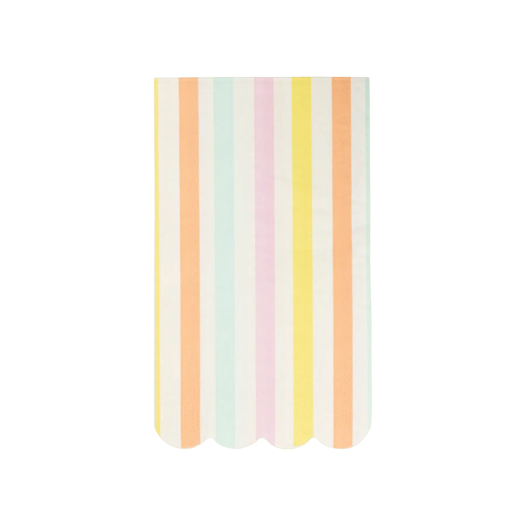 Paste Striped Spring Scalloped Guest Napkins – (24pcs) - Josi James - Tall Napkins