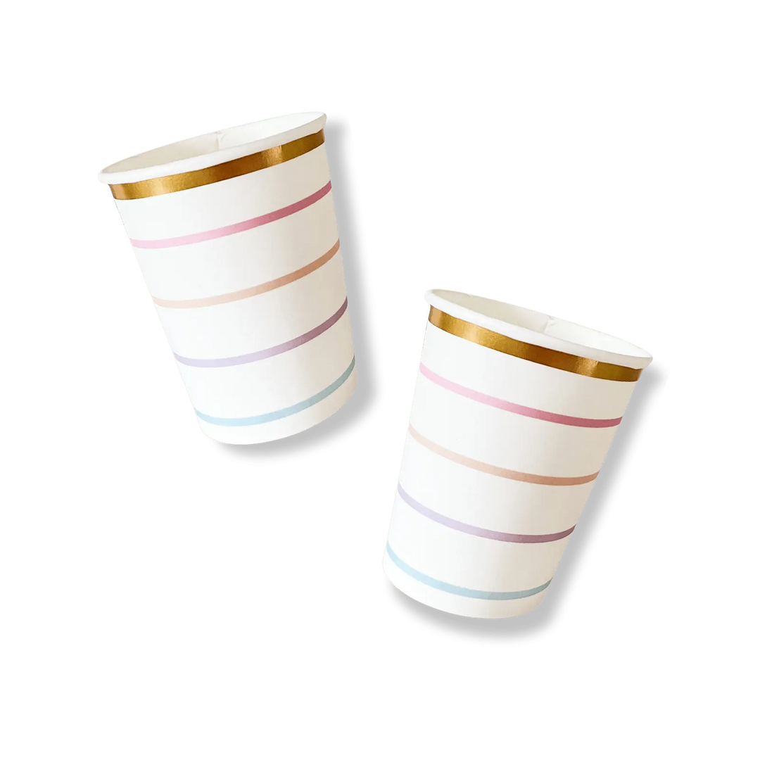 Pastel Striped Cups (8 Per Set) - Josi James - Cups