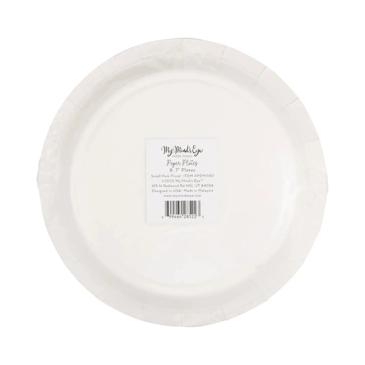 Pink Baby Shower Floral Dessert Plates – 7" Pink Toile Party Plates (8ct) - Josi James - 7 Inch Plate