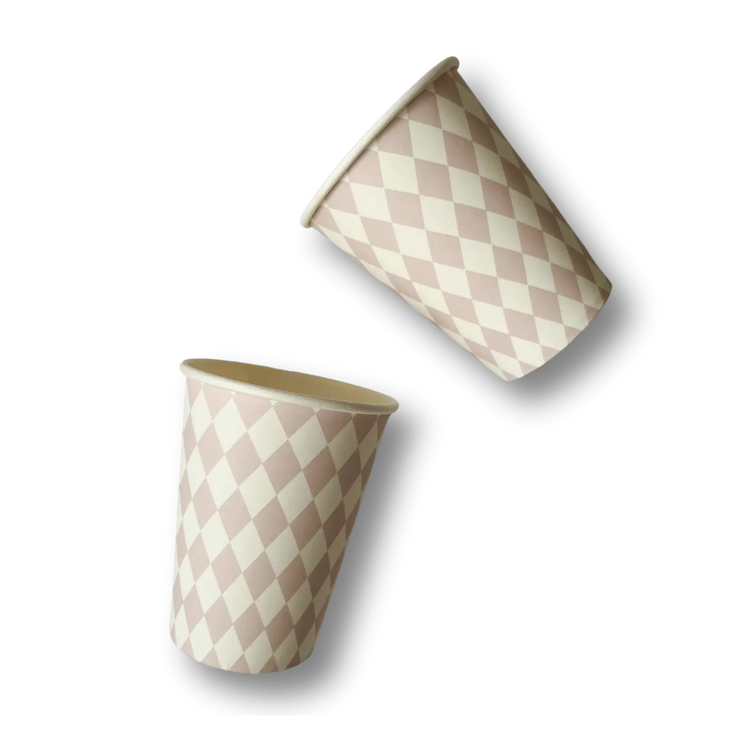 Pink Bavarian Checkered Cups (8pcs) - Josi James - Cups