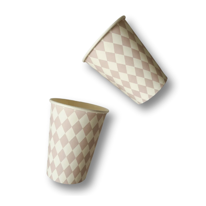 Pink Bavarian Checkered Cups (8pcs) - Josi James - Cups