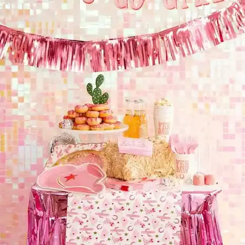 Pink Cowgirl Paper Table Runner – 16" x 120" Party Table Decor for Western & Rodeo Theme - Josi James - Tablerunner