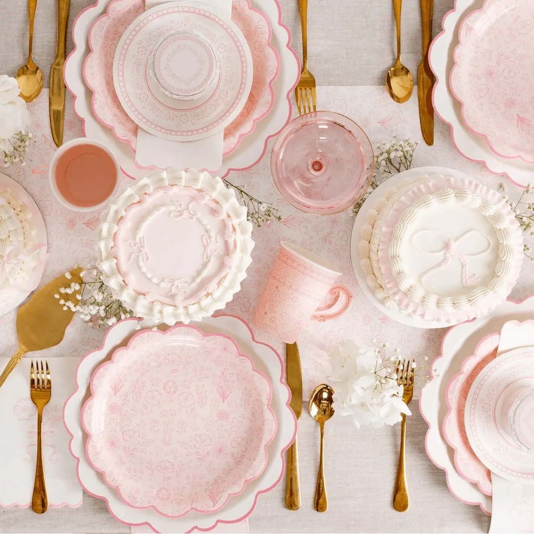 Pink Floral Guest Napkins – Elegant Baby Shower Paper Napkins (24ct) - Josi James - Tall Napkins