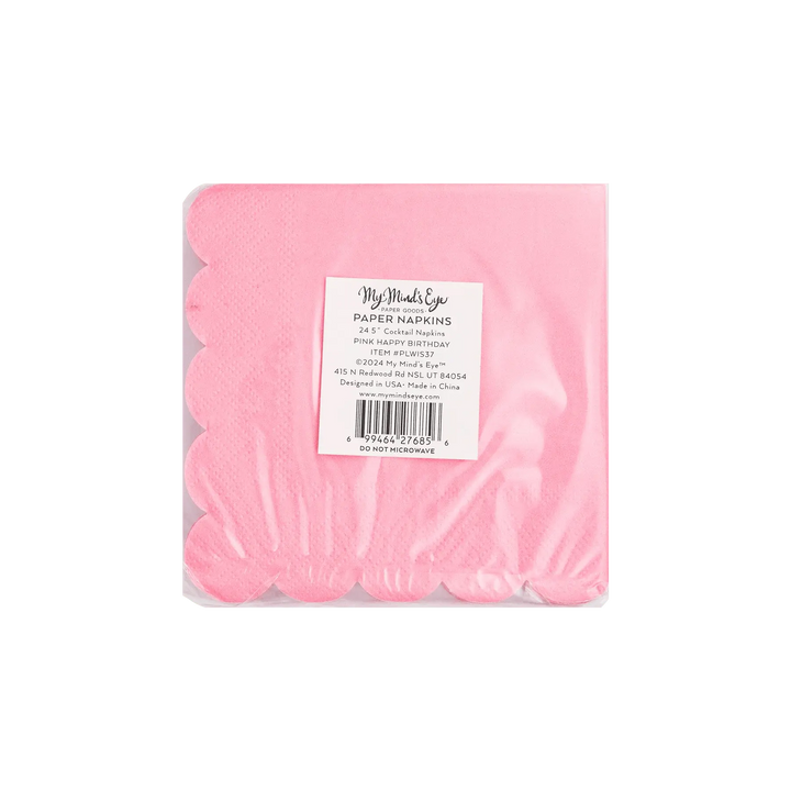 Pink Happy Birthday Cocktail Napkins – (32pcs) - Josi James - Small Napkins