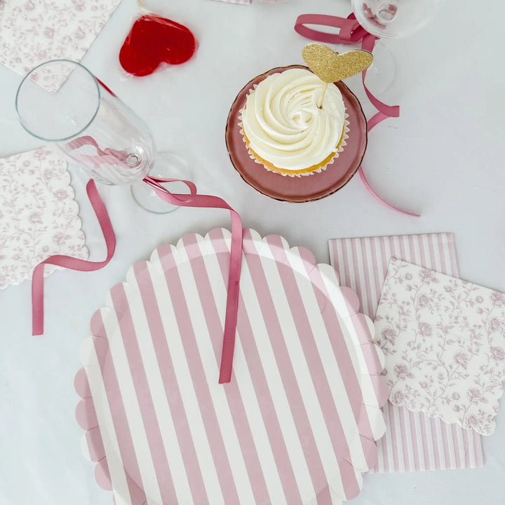 Pink Toile Cocktail Napkins, 12pcs - Josi James - Small Napkins