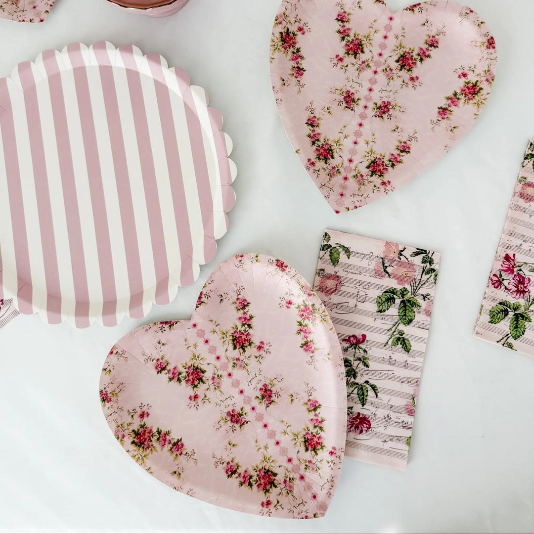 Pink Vintage Floral Love Song Guest Napkins, 12pcs - Josi James - Tall Napkins