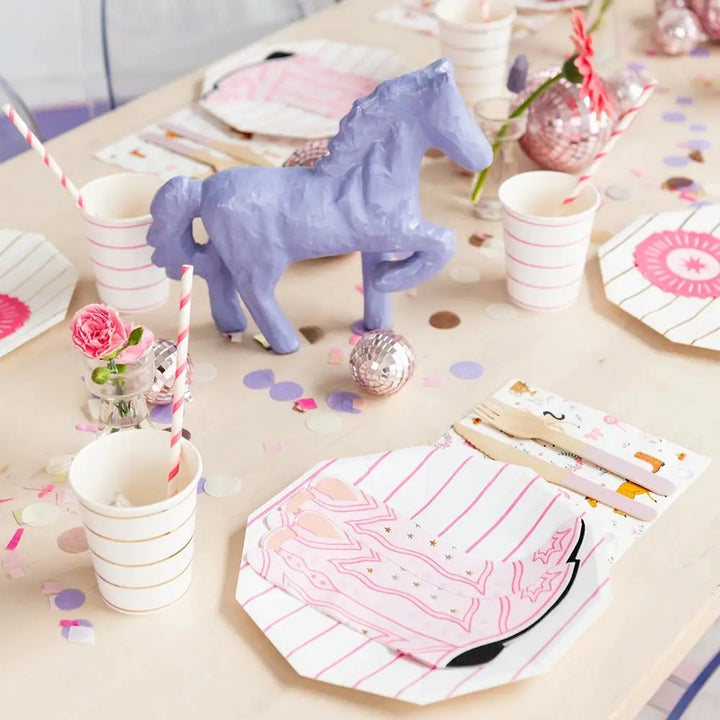 Pink Yeehaw Cowboy Boot Shaped Napkins, 16pcs - Josi James - Die Cut Napkin