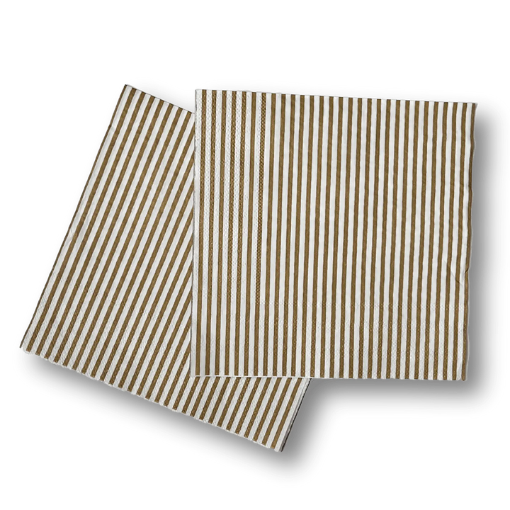 Pinstripe Gold Matte Large Disposable Paper Napkins (16pcs) - Josi James - Large Napkins