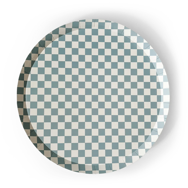 Premium Checkered Blue Plate (8pcs) - Josi James - 10.5 Inch Plate