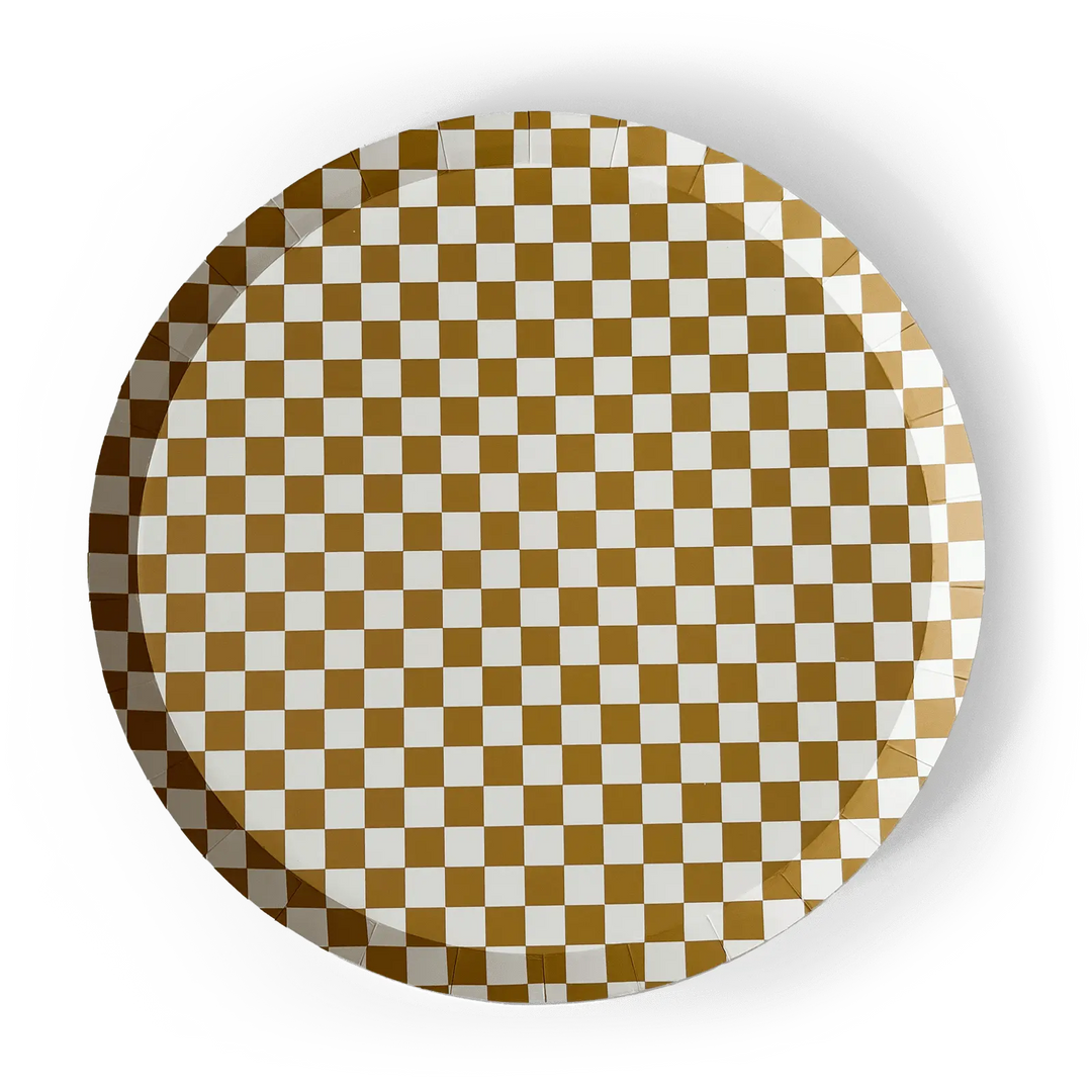 Premium Checkered Gold Matte Plate (8pcs) - Josi James - 10.5 Inch Plate