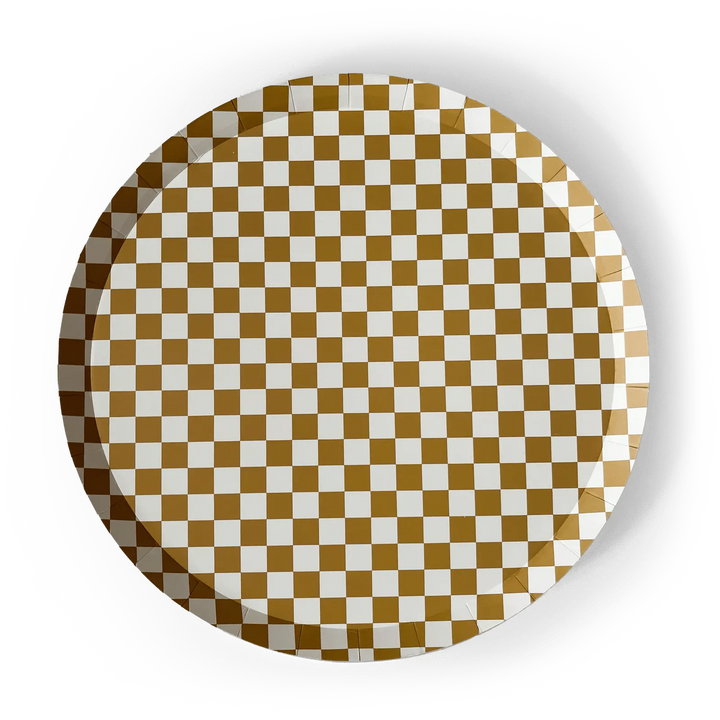 Premium Checkered Gold Matte Plate (8pcs) - Josi James - 10.5 Inch Plate