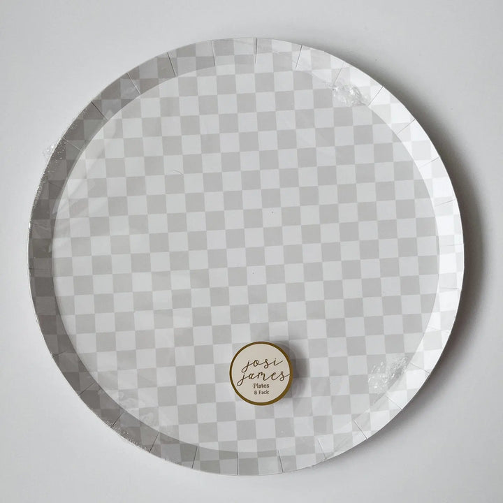 Premium Checkered Light Gray Plate (8pcs) - Josi James - 10.5 Inch Plate