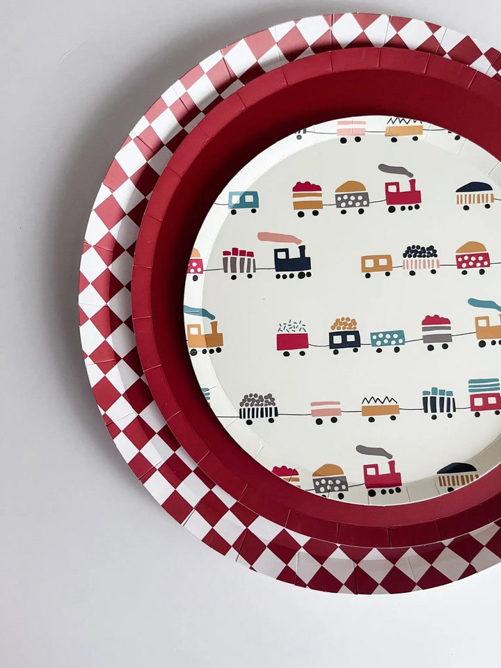 Premium Checkered Red Plate (8pcs) - Josi James - 10.5 Inch Plate