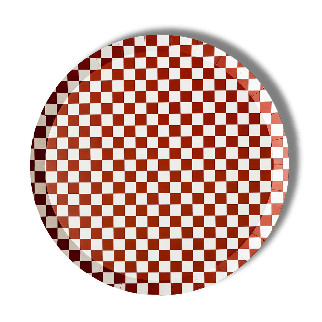 Premium Checkered Red Plate (8pcs) - Josi James - 10.5 Inch Plate