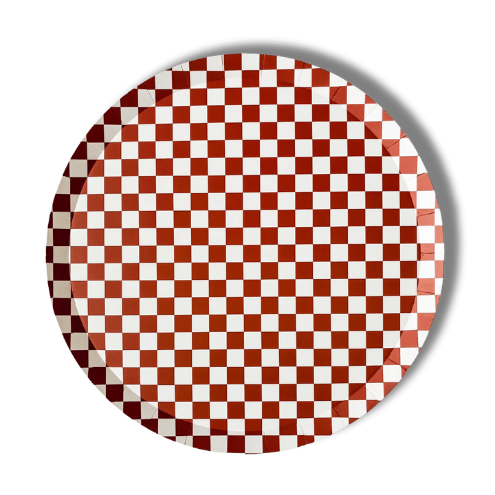 Premium Checkered Red Plate (8pcs) - Josi James - 10.5 Inch Plate