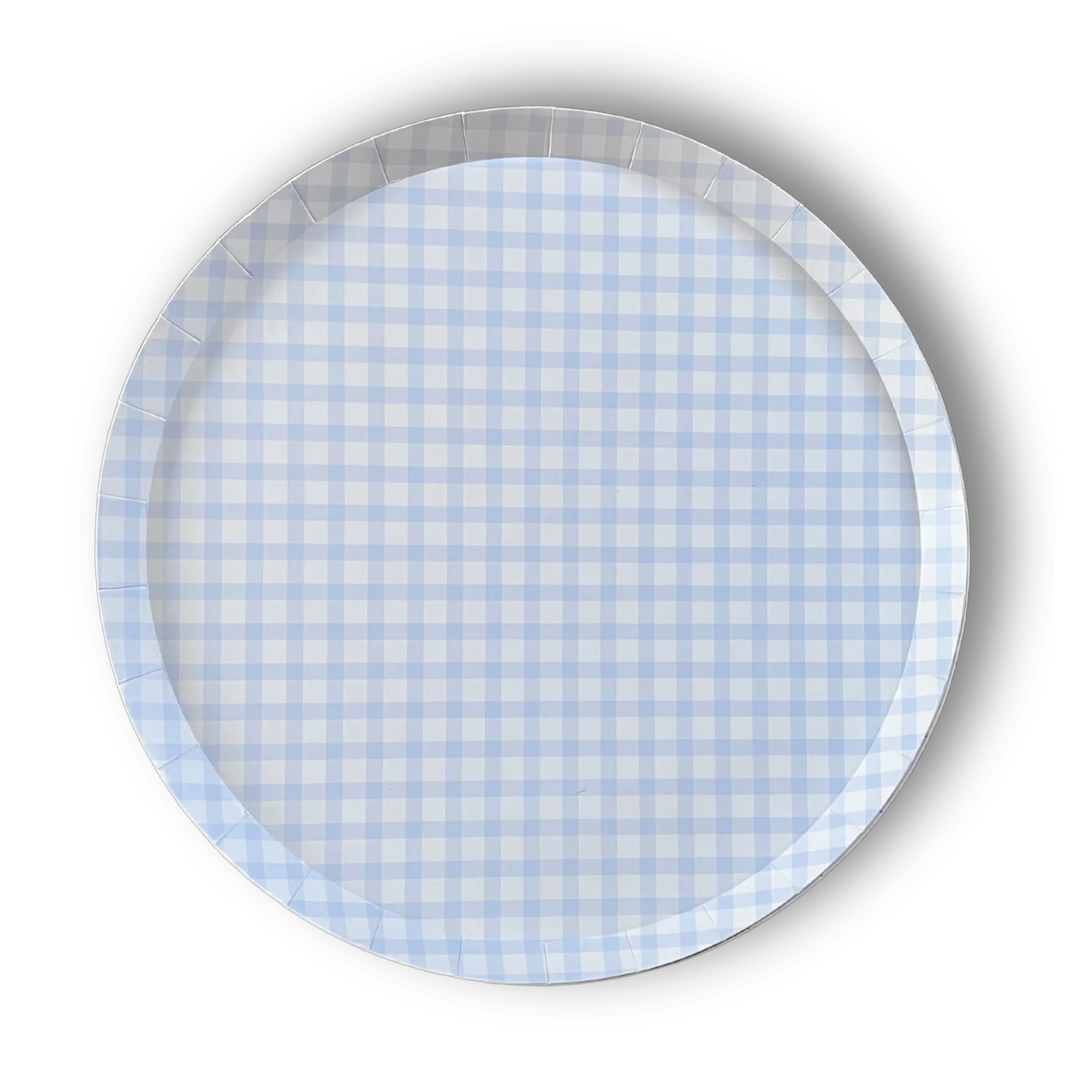 Premium Gingham Baby Blue Plate (12pcs) - Josi James - 10.5 Inch Plate