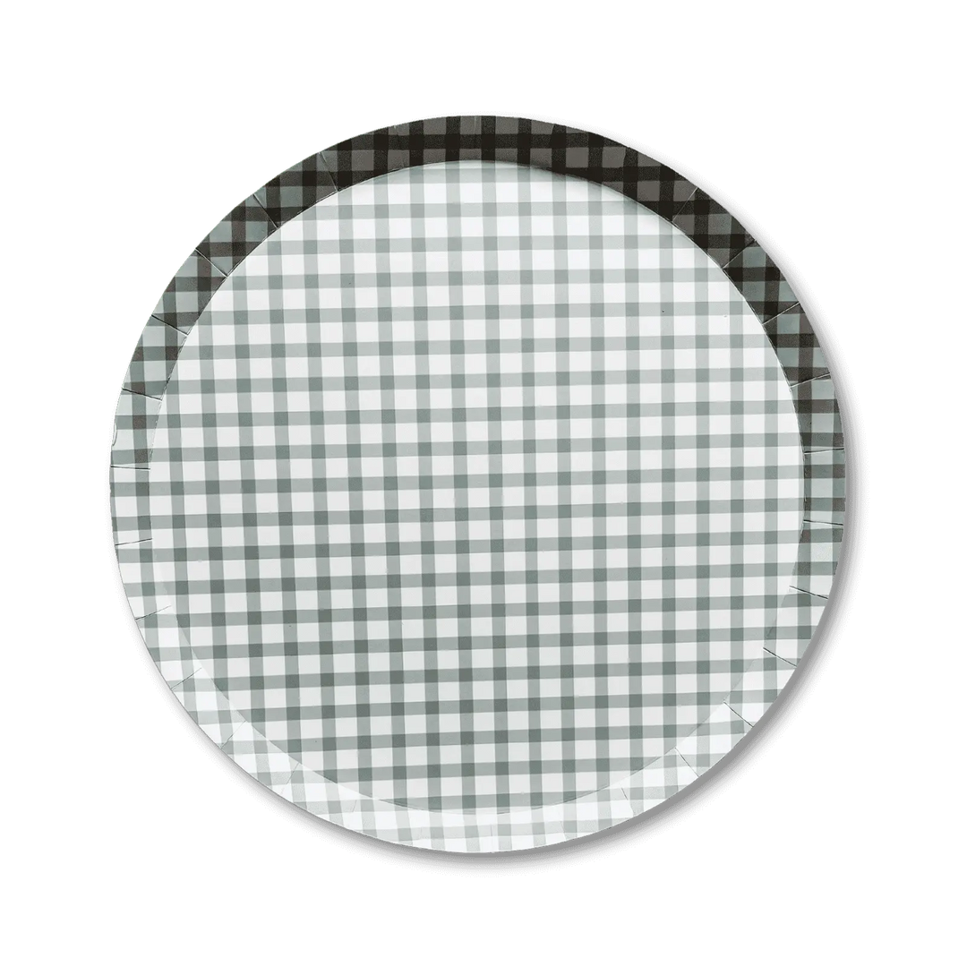 Premium Gingham Green Plate (12pcs) - Josi James - 10.5 Inch Plate