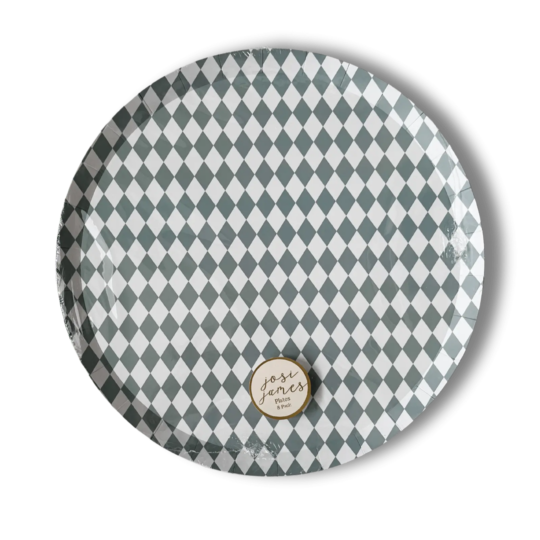 Premium Green Bavarian Check Paper Plate (8pcs) - Josi James - 10.5 Inch Plate