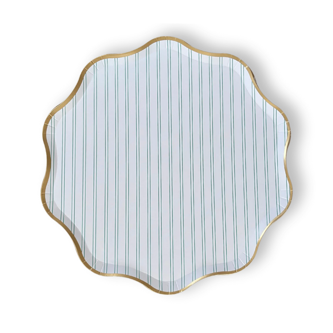 Premium Green Striped Plate (12pcs) - Josi James - 10.5 Inch Plate
