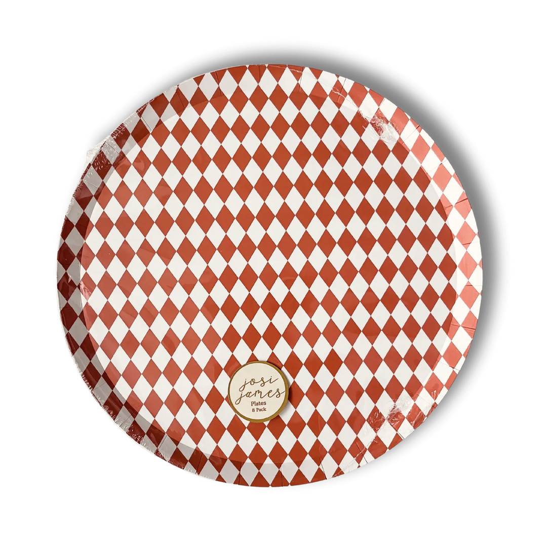 Premium Orange Bavarian Check Plate, (8pcs) - Josi James - 10.5 Inch Plate