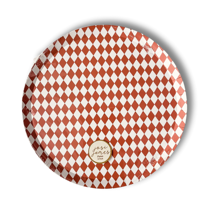 Premium Orange Bavarian Check Plate, (8pcs) - Josi James - 10.5 Inch Plate