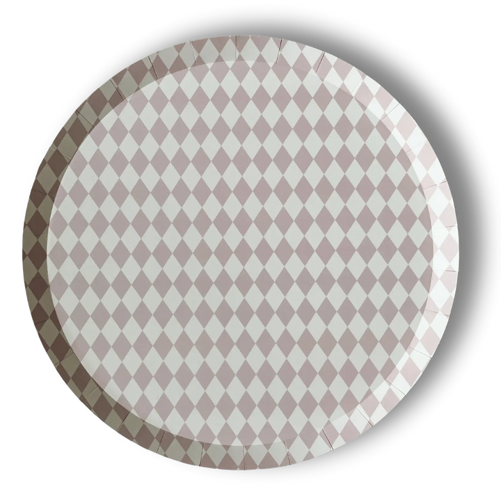 Premium Pink Bavarian Check Paper Party Plate (8pcs) - Josi James - 10.5 Inch Plate