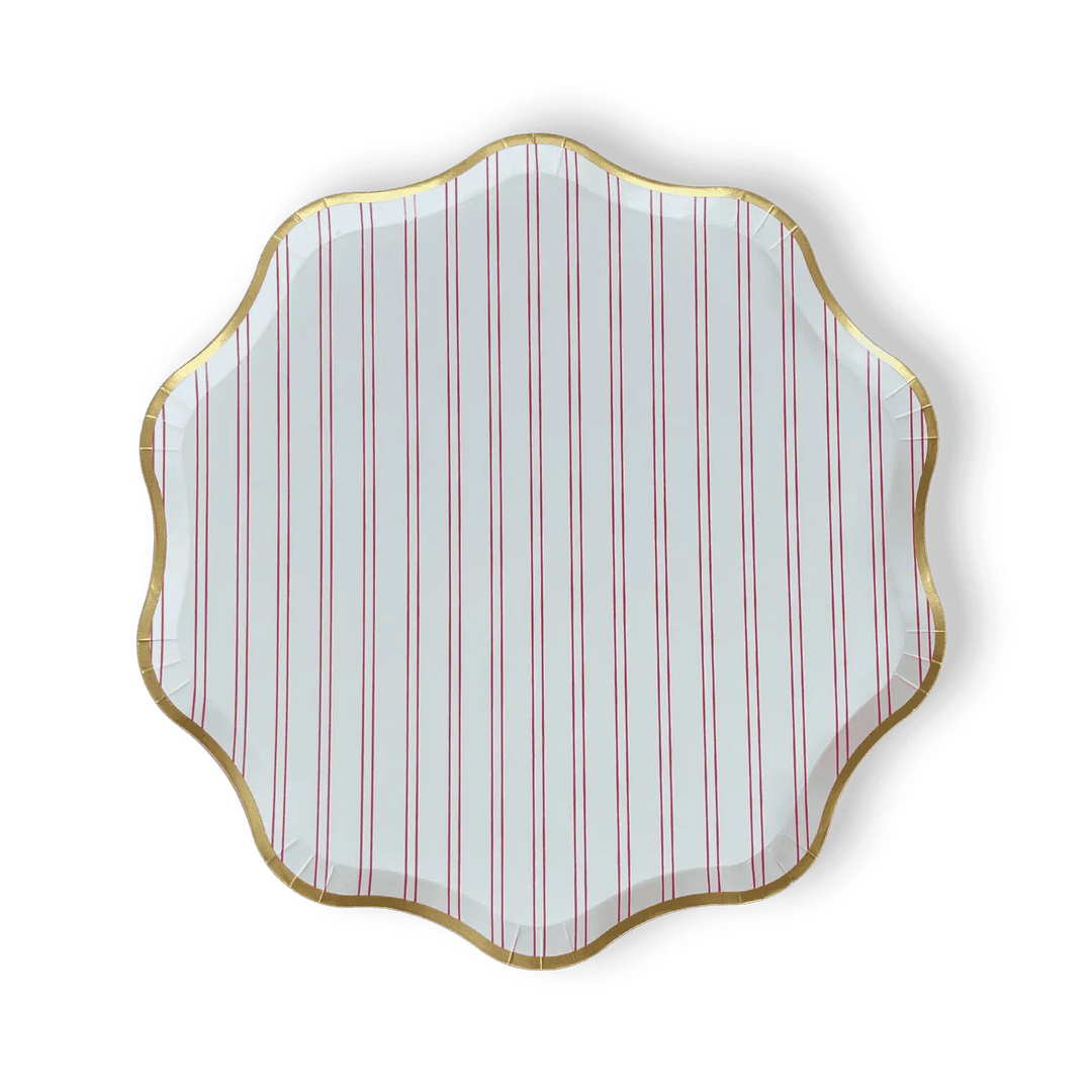 Premium Red Farmhouse Striped Plate (12pcs) - Josi James - 10.5 Inch Plate