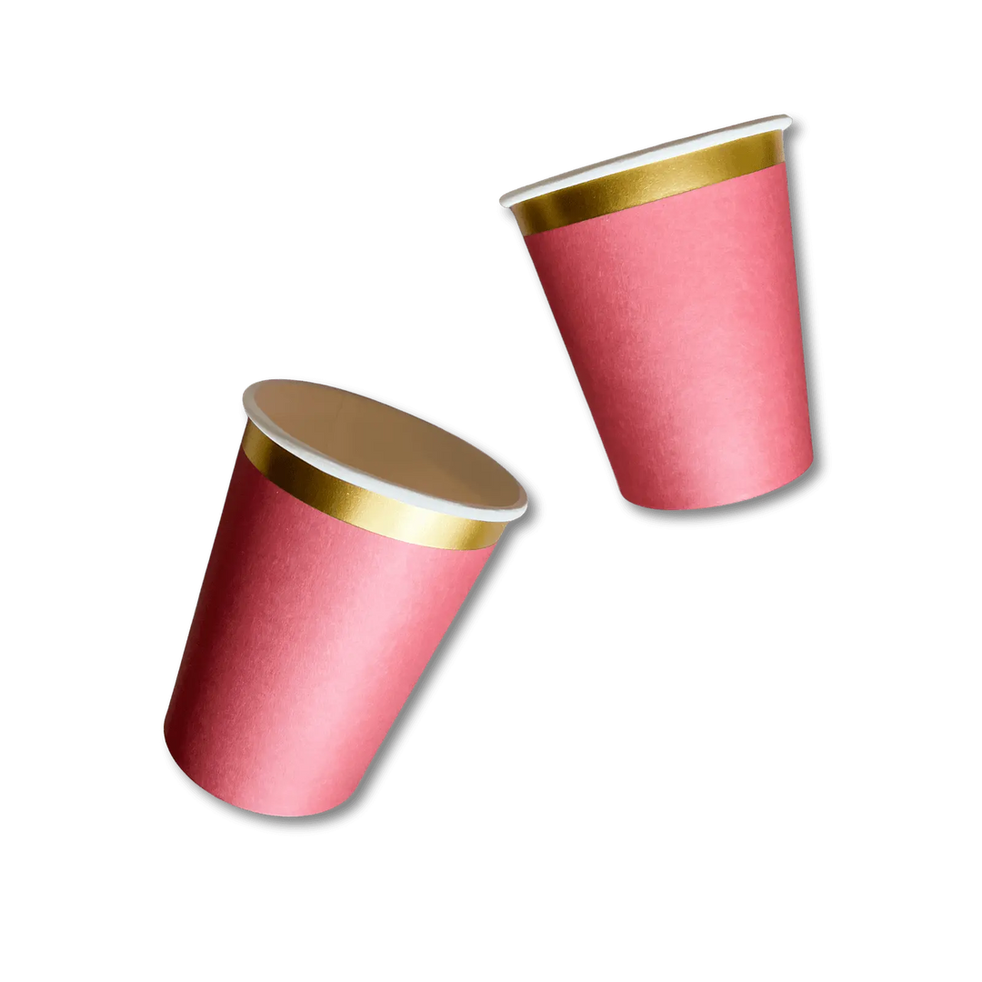 Red Cups with Gold Trim, 8 Pack - Josi James - 