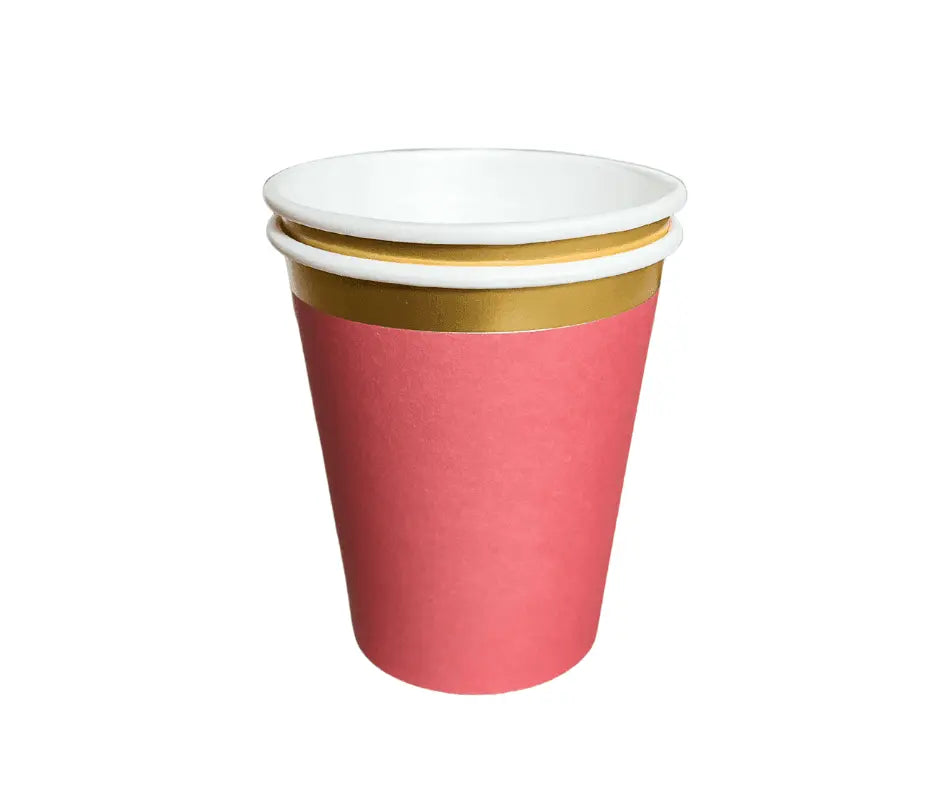 Red Cups with Gold Trim, 8 Pack - Josi James - 