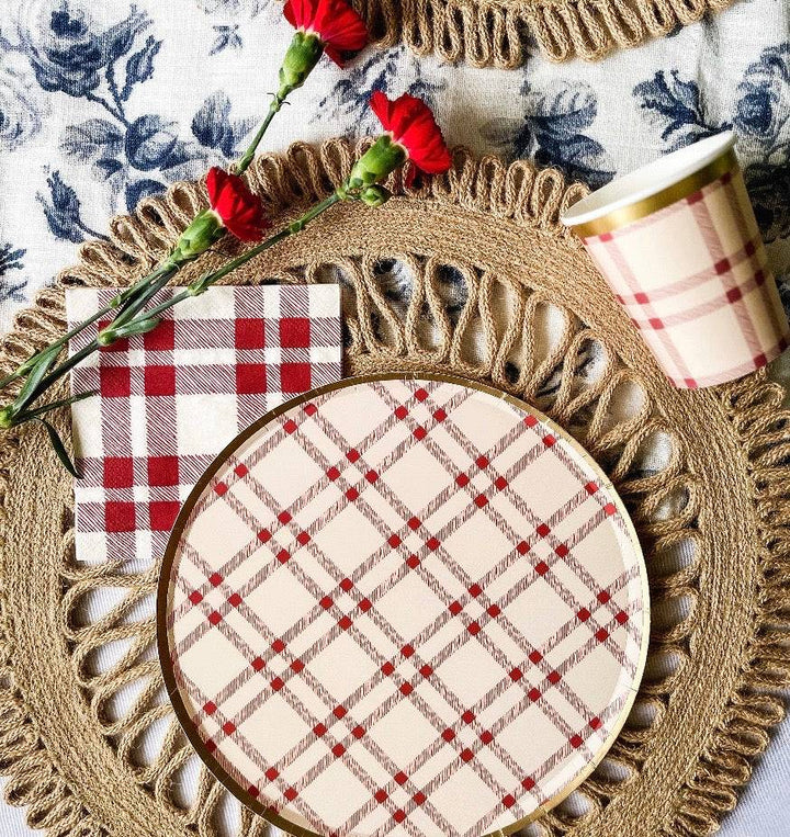 Red Plaid Small Disposable Paper Napkins (16pcs) - Josi James - Small Napkins