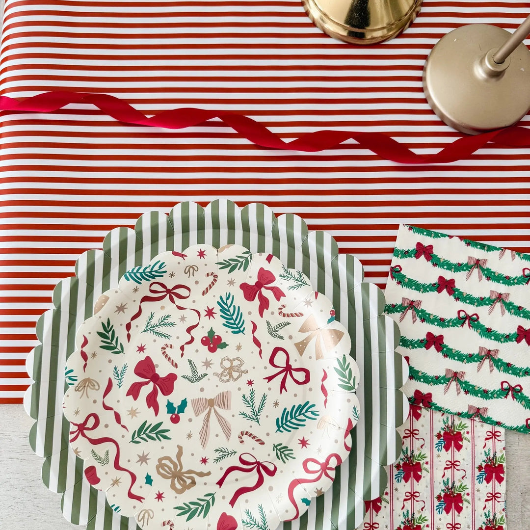 Red Striped Paper Table Runner – 19.5” x 150” | Disposable Party Table Décor - Josi James - Table Runner