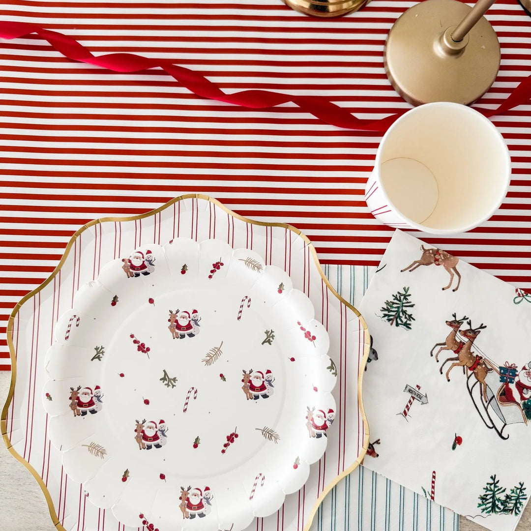 Red Striped Paper Table Runner – 19.5” x 150” | Disposable Party Table Décor - Josi James - Table Runner