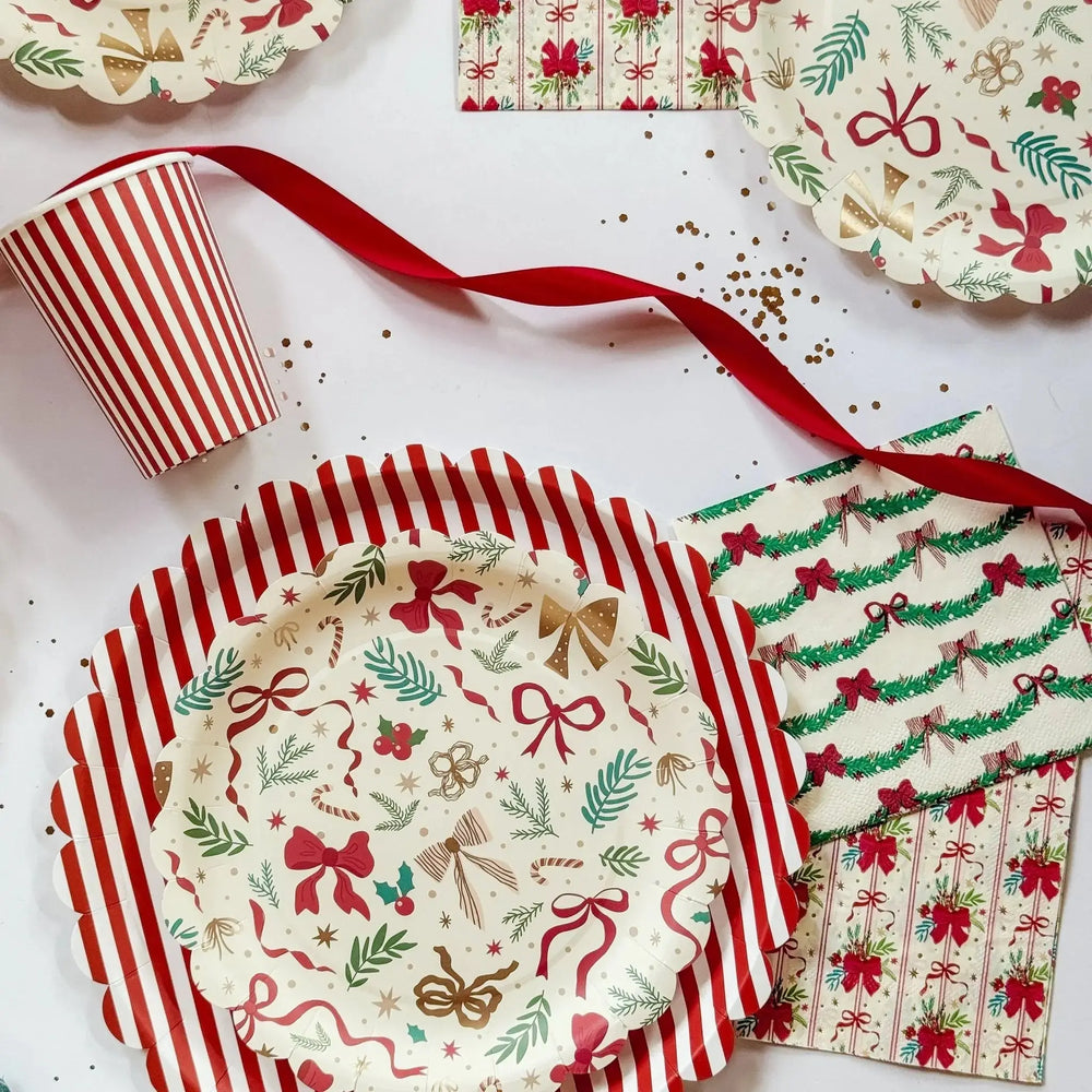 Red & White Candy Stripe Paper Cups (12pcs) - Josi James - Cups