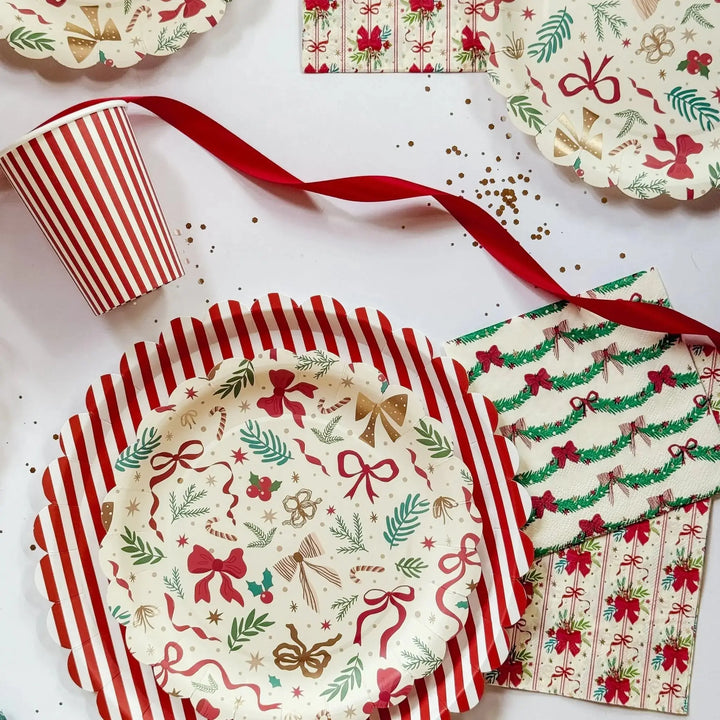 Red & White Candy Stripe Paper Cups (12pcs) - Josi James - Cups