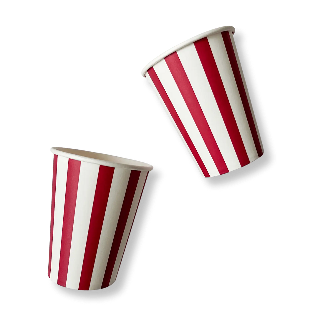 Red & White Striped Cups (8pcs) - Josi James - Cups
