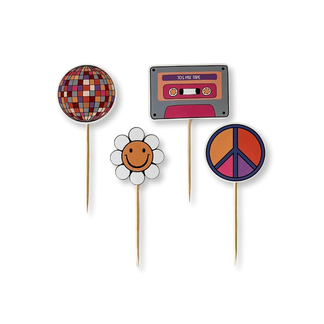 Retro Groovy Cupcake Toppers - Josi James - Cupcake Toppers