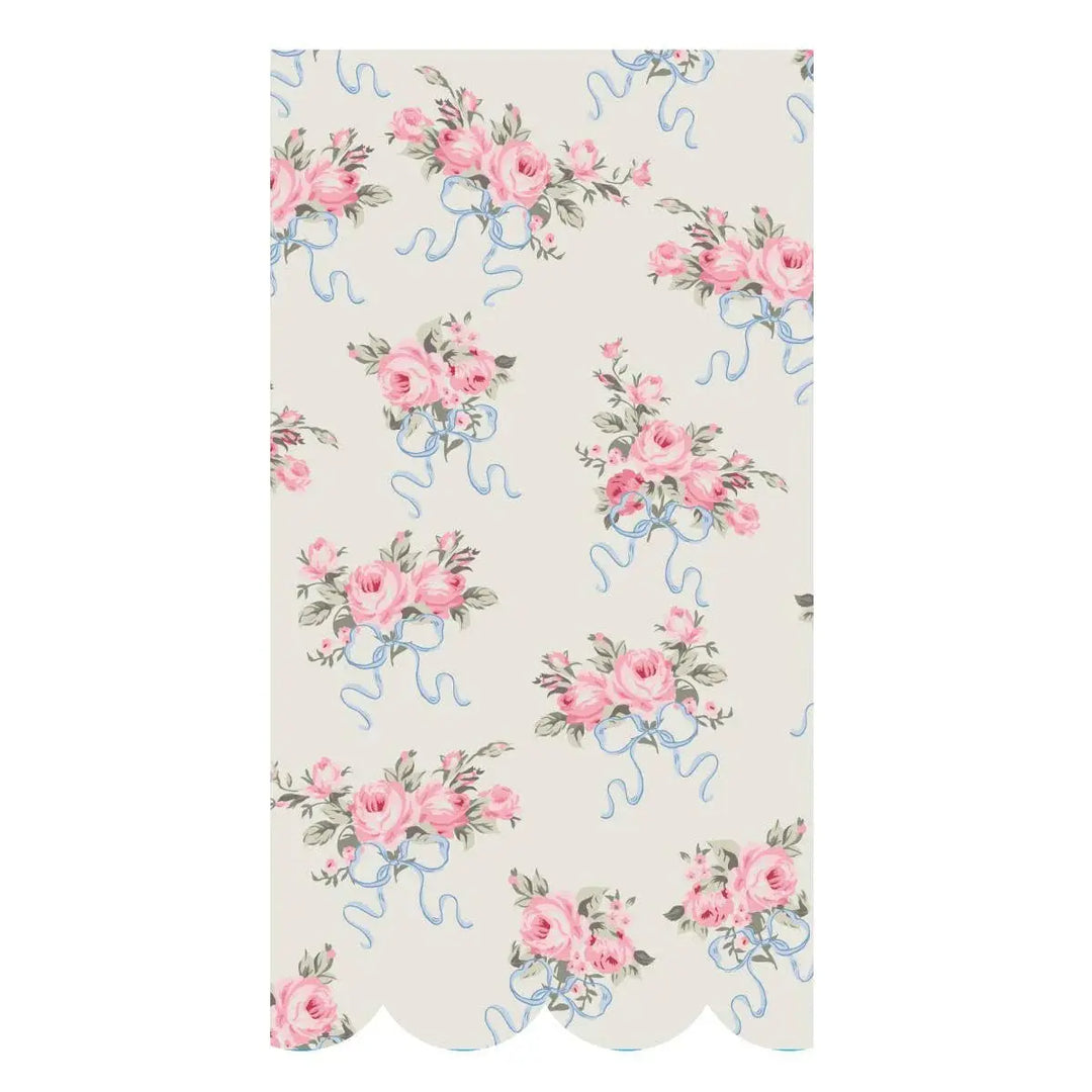 Scallop Paper Guest Towels - Rose Bouquet, 16pcs - Josi James - Tall Napkins