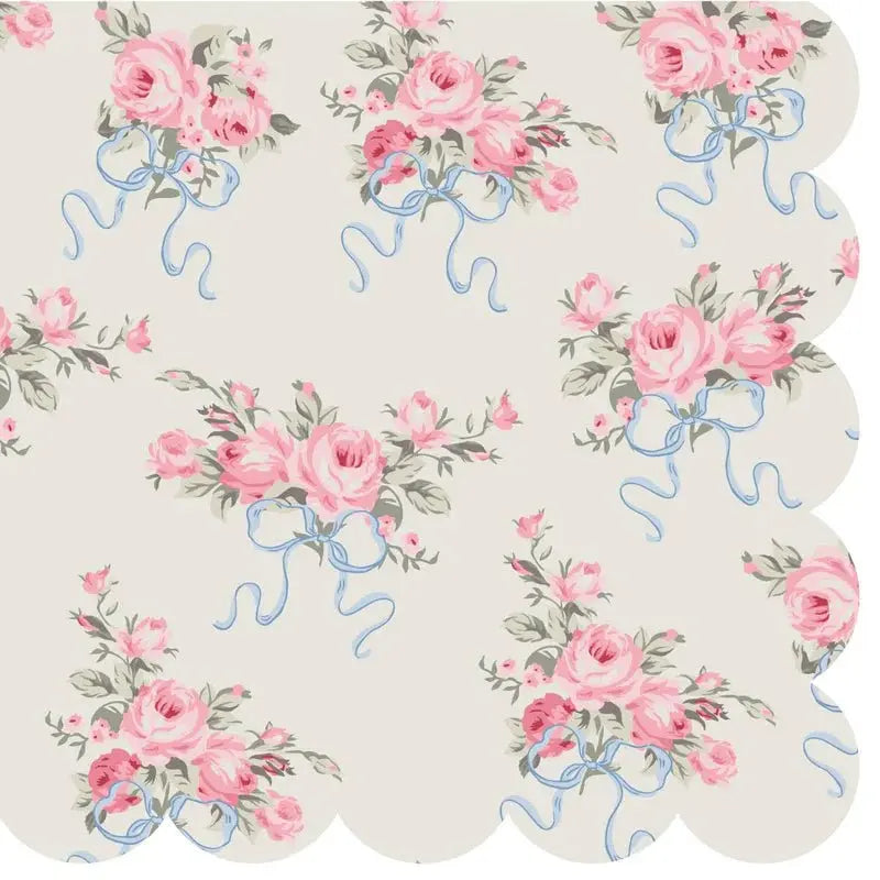 Scallop Party Cocktail Napkins - Rose Bouquet, 20pcs - Josi James - Small Napkins