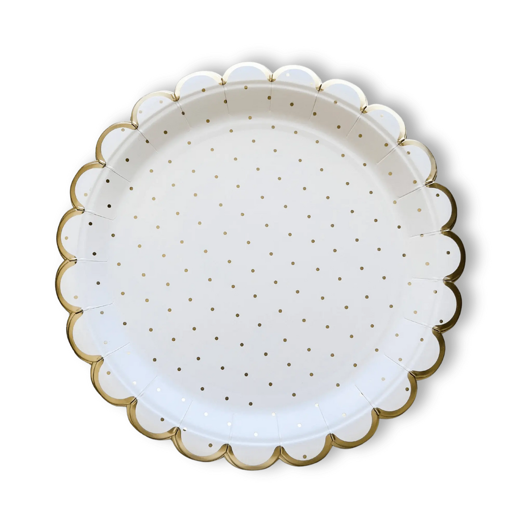 Scalloped Polka Dot Party Paper Plate (8pcs) - Josi James - 9 Inch Plate
