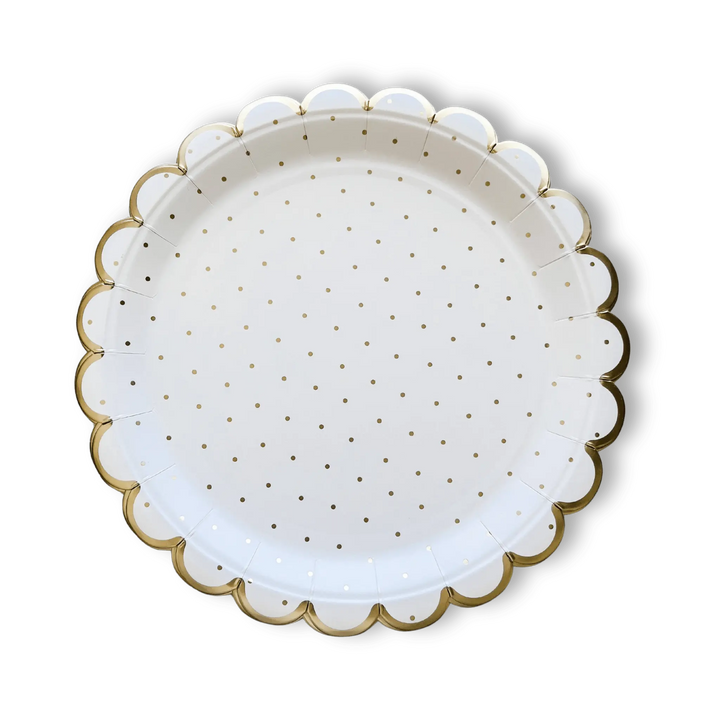 Scalloped Polka Dot Party Paper Plate (8pcs) - Josi James - 9 Inch Plate