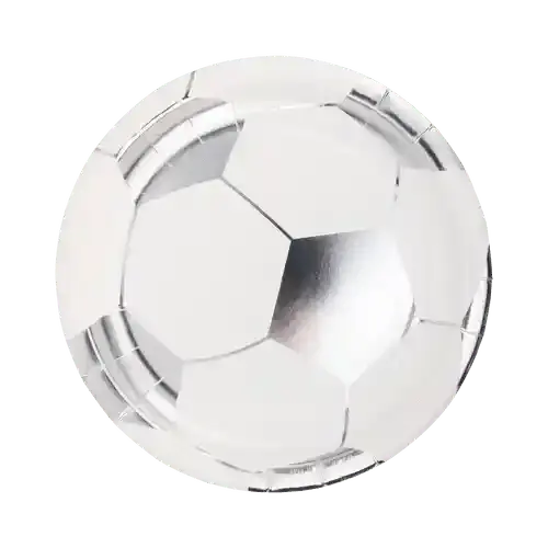Soccer Ball Paper Plates – 8" Silver Foil Party Plates (8pcs) - Josi James - 8 Inch Plate