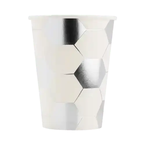 Soccer Party Cups – 12oz Silver Foil Game Day, (8pcs) - Josi James - Cups