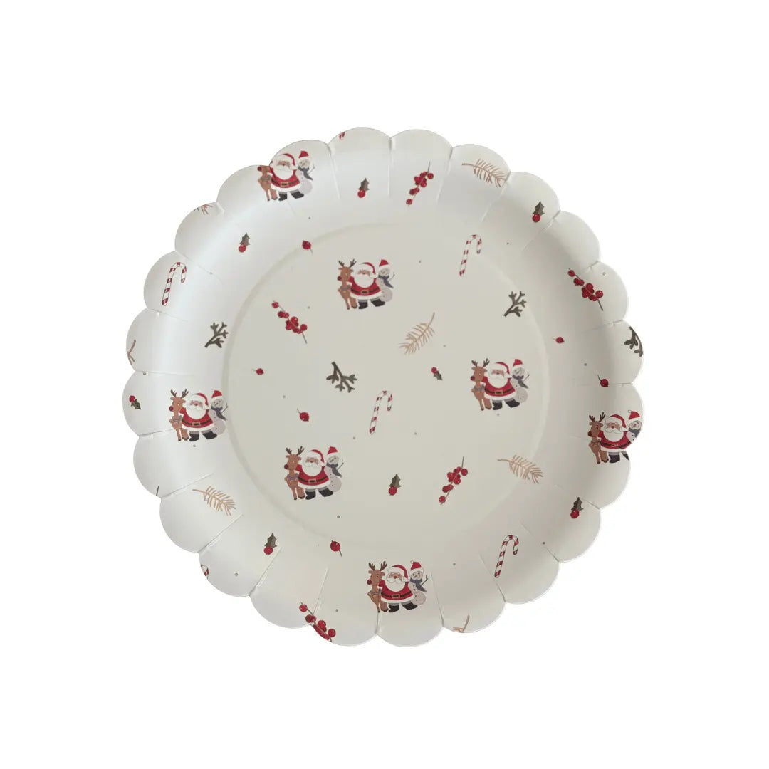 Sparkling Santa Dessert Plates (12pcs) - Josi James - 8.5 Inch Plate
