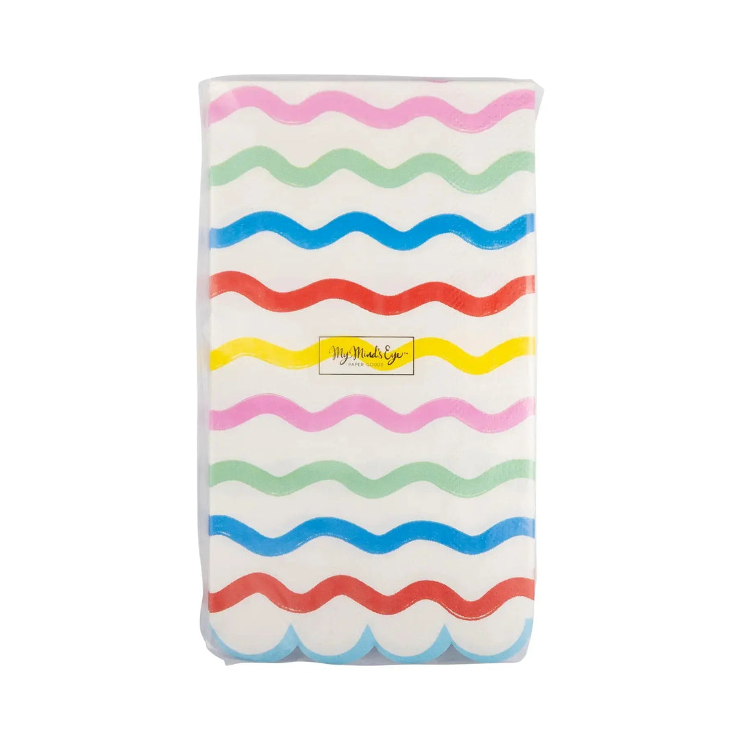 Squiggle Guest Napkins – 4.25" x 7.75" Colorful Party Napkins for Birthdays & Celebrations (24ct) - Josi James - Tall Napkins