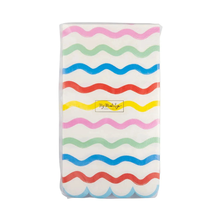 Squiggle Guest Napkins – 4.25" x 7.75" Colorful Party Napkins for Birthdays & Celebrations (24ct) - Josi James - Tall Napkins