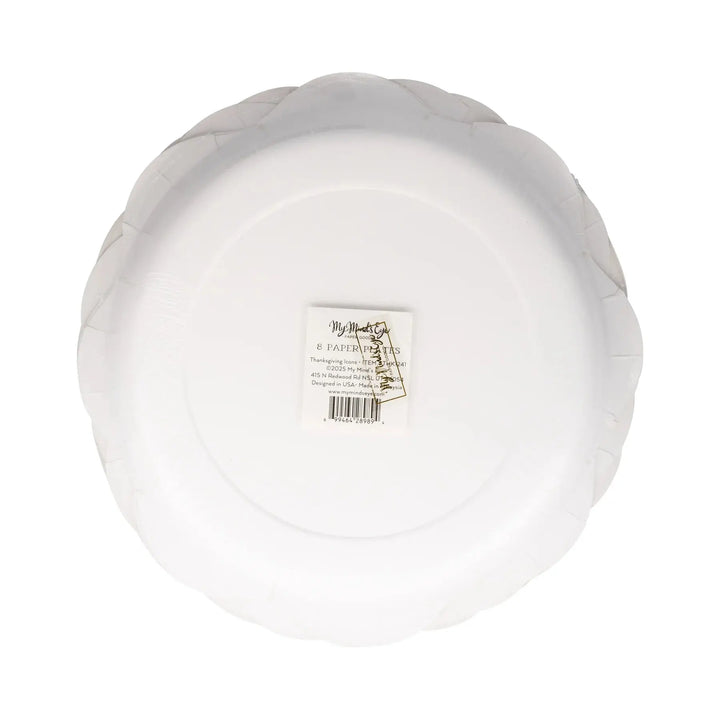 Thanksgiving Icons Paper Plates – Gold Foil 10" Plates (8pcs) - Josi James - 10 Inch Plate