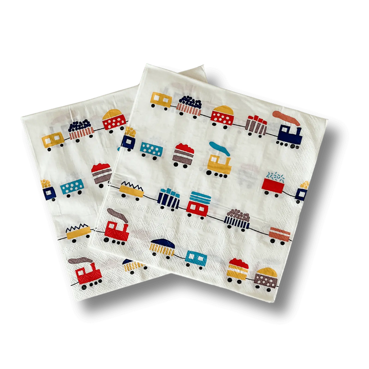 Train Large Disposable Paper Napkins (24pcs) - Josi James - Large Napkins