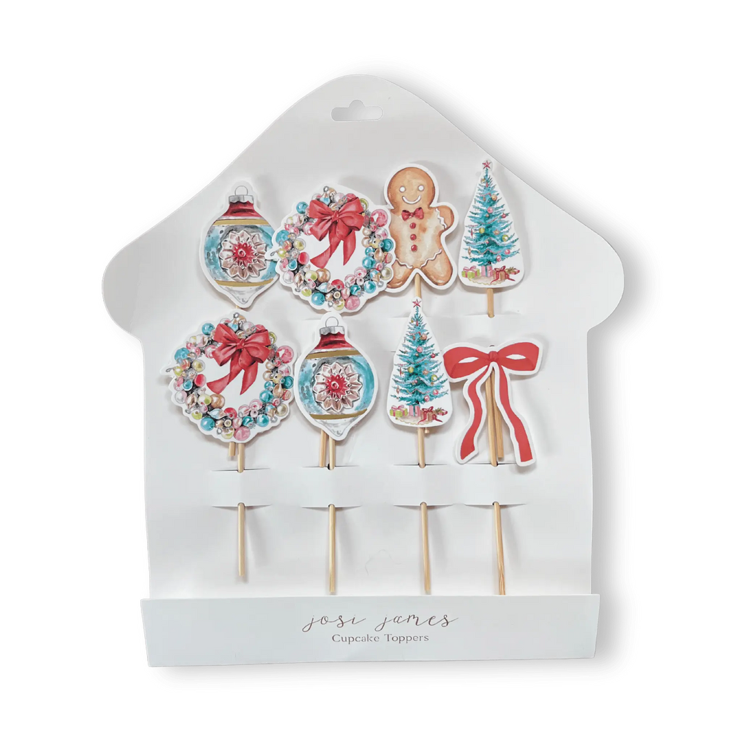 Vintage Christmas Cupcake Toppers (8pcs) - Josi James - Cupcake Toppers