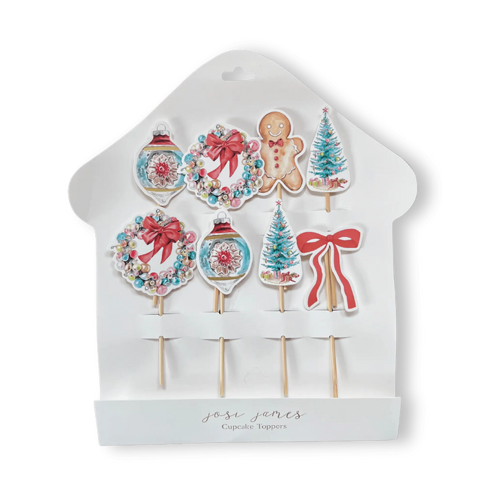 Vintage Christmas Cupcake Toppers (8pcs) - Josi James - Cupcake Toppers