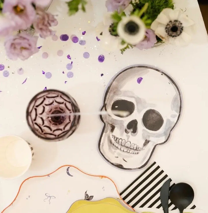 Watercolor Skeleton Halloween Dessert Plate (12pcs) - Josi James - Die Cut Plate